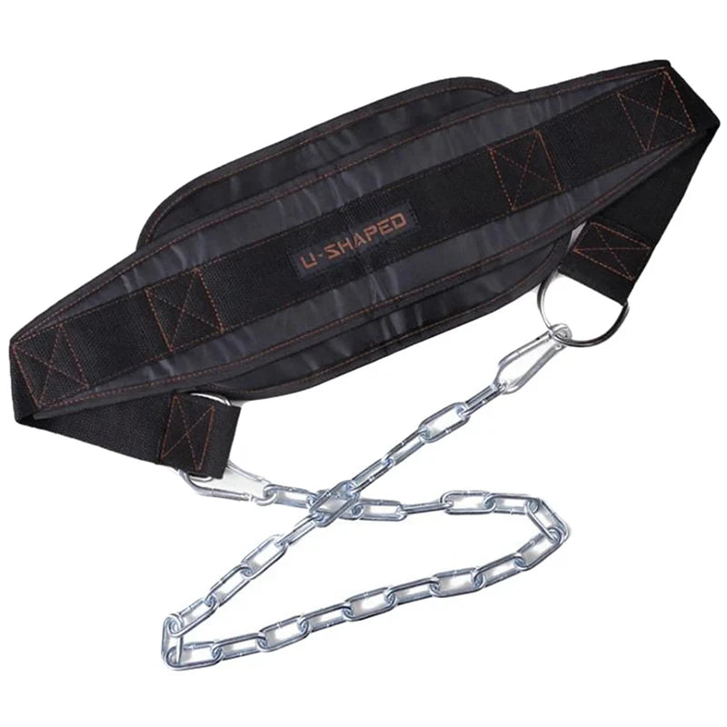 Black Thicken Fitness Weight Belt with Chain Dipping Belt for Lifting Pull Up Chin Up Kettlebell Barbel Bodybuilding Gym Belts